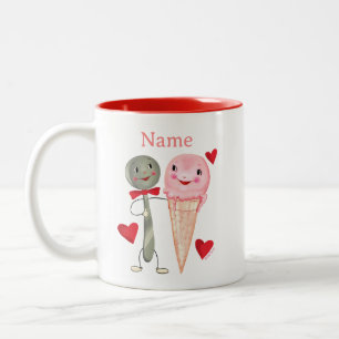 Taza Bicolor Vintage Valentine Spoon & Ice Cream
