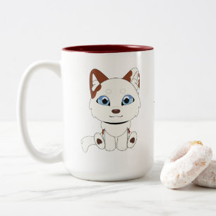 Taza Bicolor Viola Snow Dog Regalo de mascota de dibujos animad