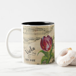 Taza Bicolor Viola Tulip Vintage Sheet Music Personalizado