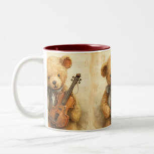 Taza Bicolor Violin Cansado, Vintage, de Natasha Us