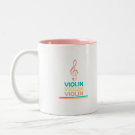 Taza Bicolor Violin Pink Treble Clef