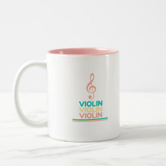Taza Bicolor Violin Pink Treble Clef