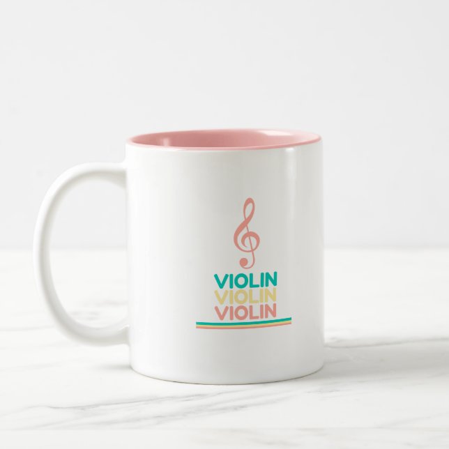 Taza Bicolor Violin Pink Treble Clef (Izquierda)