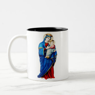 Taza Bicolor Virgen María con el Niño Jesús