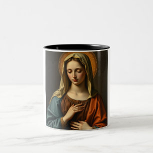 Taza Bicolor Virgen María Estilo Renacimiento Café Mug