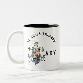 Taza Bicolor Virgen María Religiosa Católica Jesús Oración