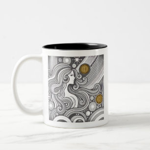 Taza Bicolor Virgo Zodiac Café negro y blanco
