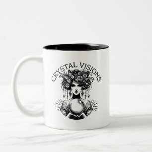 Taza Bicolor Visiones De Cristal Mujer Mística Vintage Camiseta