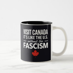 Taza Bicolor Visita Canadá igual que Estados Unidos Sin los fas
