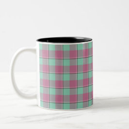 Taza Bicolor Vista Blue and Turkish Rose Pink Plaid
