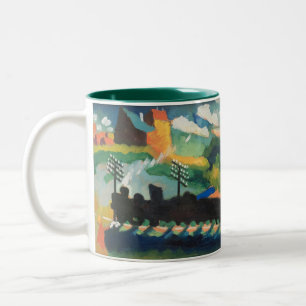 Taza Bicolor Vista de Murnau con ferrocarril y castillo de Wass