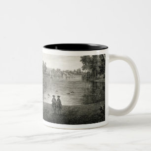 Taza Bicolor Vista del lago del paseo del centro en el Garde