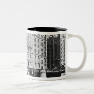 Taza Bicolor Vista del Speicherstadt Hamburgo, c.1910