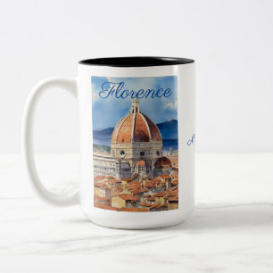 Taza Bicolor Vista Florencia il Duomo acuarela su nombre