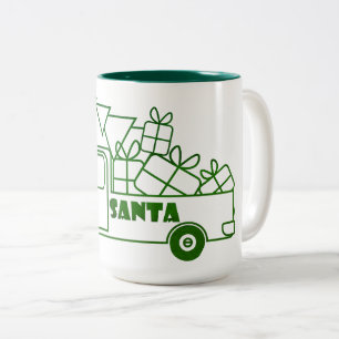 Taza Bicolor Vista lateral del camión de Navidades de esquema