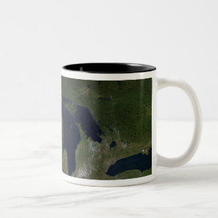 Taza Bicolor Vista por satélite de los Grandes Lagos
