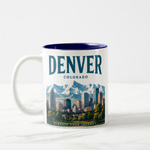 Taza Bicolor Vistas alpinas de la ciudad de Denver