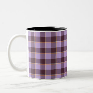 Taza Bicolor Vistosa glicina y cuadros morados marrones lívidos