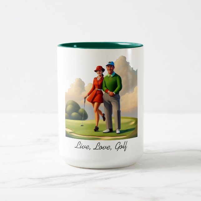 Taza Bicolor Vivo, amor, golf (Centro)