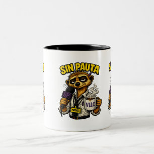 Taza Bicolor VLLC Tired Journalist Meerkat Press Coffee Mug