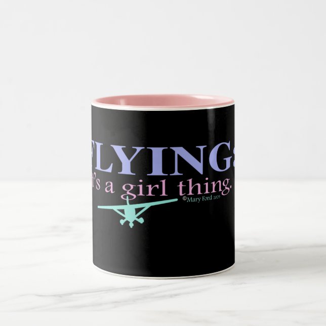 Taza Bicolor "VOLANDO: Es UNA COSA del CHICA " (Centro)
