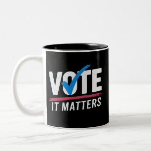 Taza Bicolor Vota Elección 2024 Votante Demócrata Política 