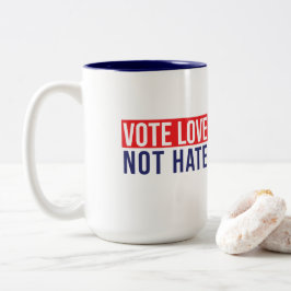 Taza Bicolor Vote amor no odio el tazón de café de dos tonos