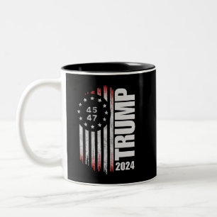 Taza Bicolor Voto electoral de Donald Trump 2024 45 47 american