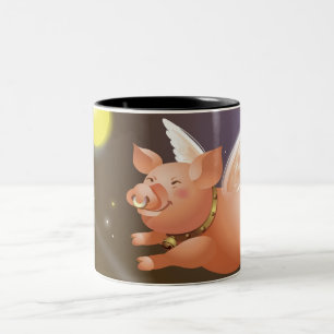 Taza Bicolor Vuelo del cerdo en el cielo