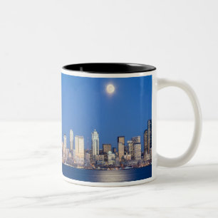 Taza Bicolor WA, Seattle, horizonte de Seattle y Elliott Bay 3