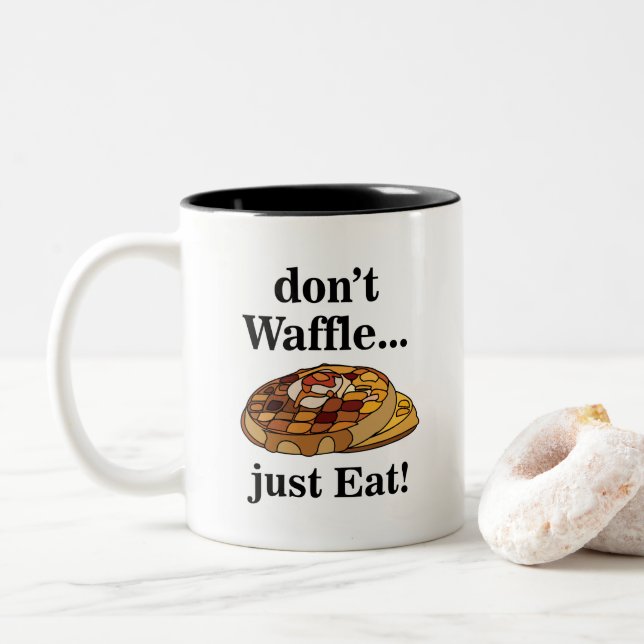 Taza Bicolor Waffle Dessert Food Funny  (Con donut)
