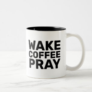 TAZA BICOLOR WAKE COFFEE PRAY MUGS, CHRISTIAN MUGS