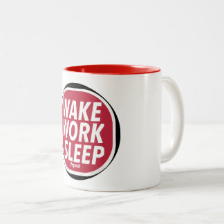 Taza Bicolor Wake, Work, Sleep repeat Print Novelty