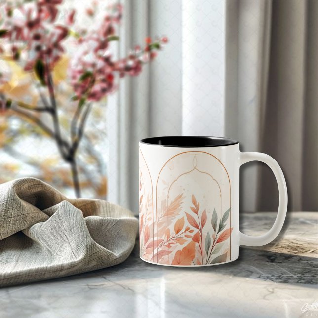 Taza Bicolor Watercolor Botanical Leaves Elegant CoffeeMug (Subido por el creador)