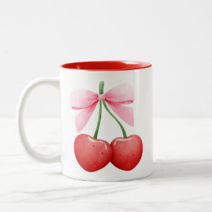 Taza Bicolor Watercolor Coquette Cherries