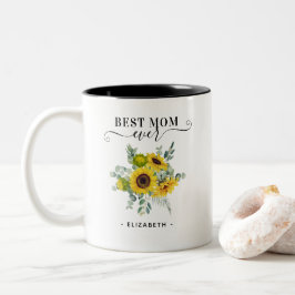 Taza Bicolor Watercolor Country Sunflower Mejor Mamá Nunca