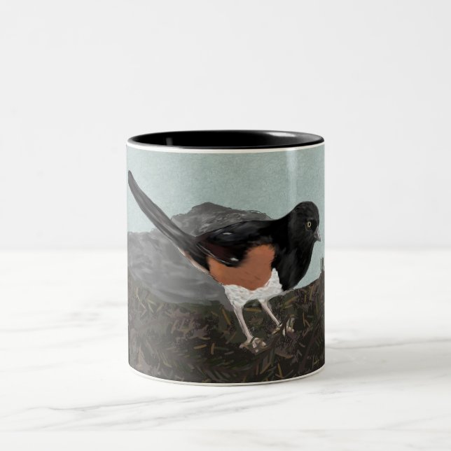 Taza Bicolor Watercolor Eastern Towhee Mug (Centro)