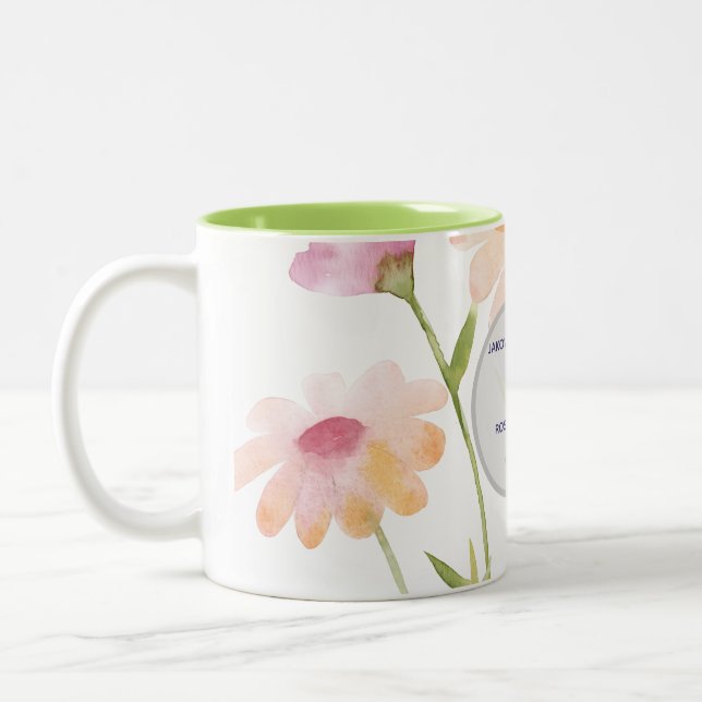 Taza Bicolor watercolor flower editable (Izquierda)