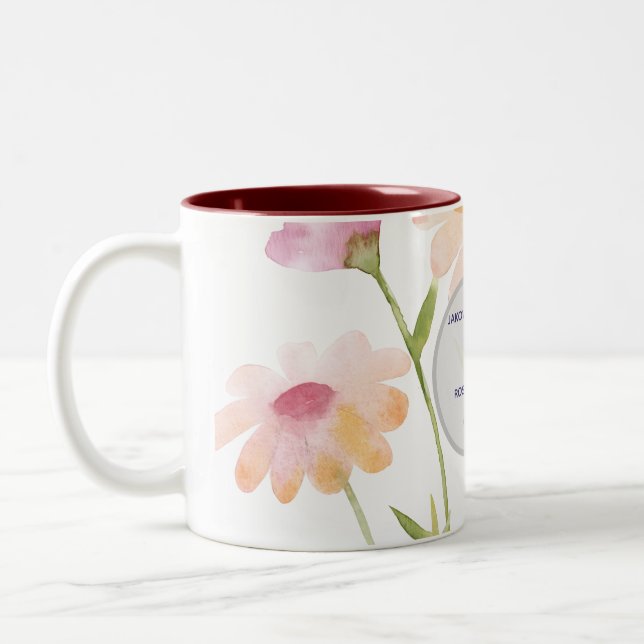 Taza Bicolor watercolor flower editable (Izquierda)