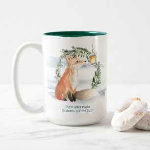 Taza Bicolor Watercolor Magic Fox En Winter Wonderland