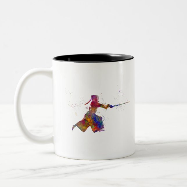 Taza Bicolor Watercolor martial art-kendo (Izquierda)