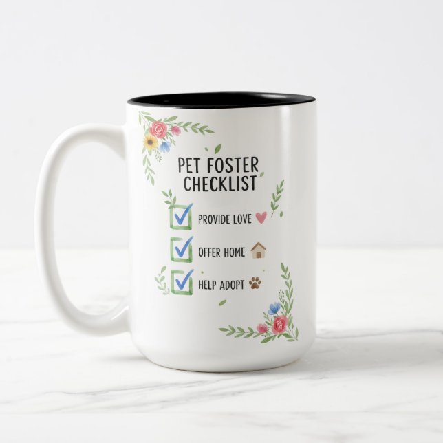 Taza Bicolor Watercolor Pet Foster Checklist (Izquierda)