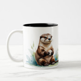 Taza Bicolor Watercolor Sea Otter Coffee Mug