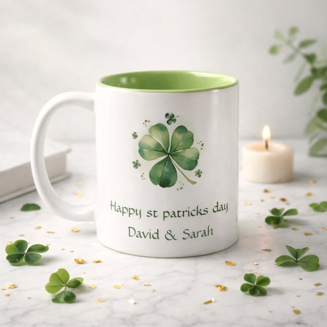 Taza Bicolor Watercolor St. Patrick's Day Pattern Giant (Subido por el creador)