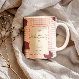 Taza Bicolor Watercolor Strawberries on Pink Grid- Valentine