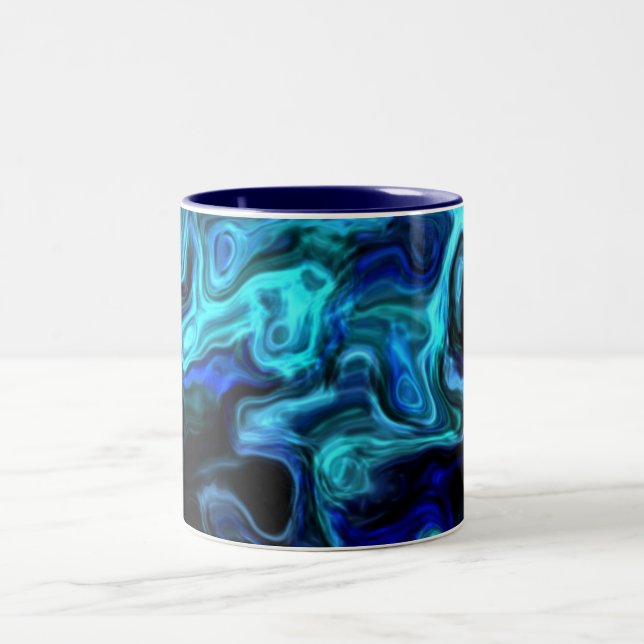 Taza Bicolor Wavy Blue Swirls Arte moderno 555.55 (Centro)
