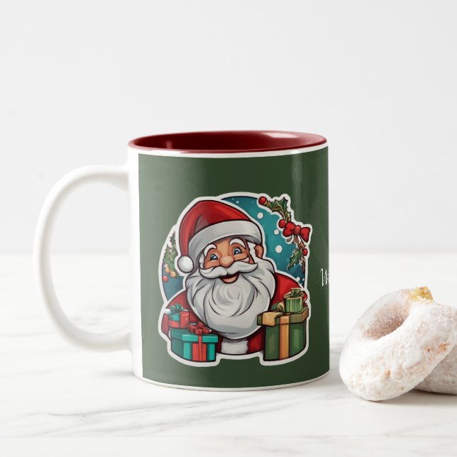 Taza Bicolor Weihnachtsmann mit Geschenken - (Con donut)