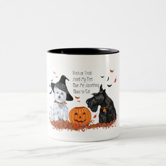 Taza Bicolor Westie y Scottie Halloween (Centro)