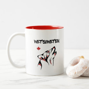 Taza Bicolor Wet'suwet'en Howling Wolf Haida Style Tattoo Color