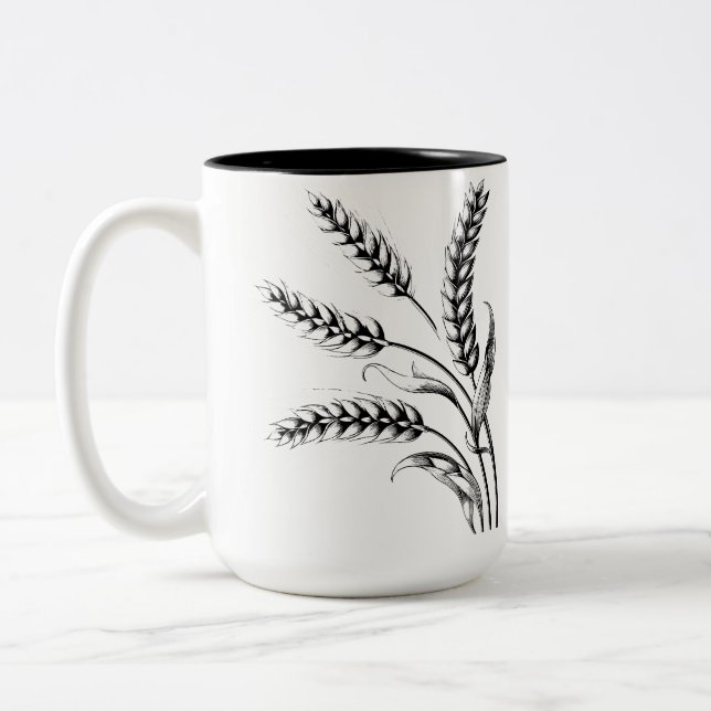 Taza Bicolor Wheat Ears Mug – Rustic Farmhouse Coffee Cup (Izquierda)